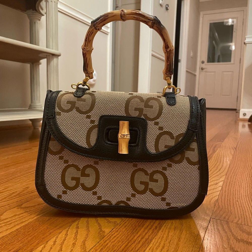 Gucci Bamboo 1947 jumbo GG small top handle bag LOOKALIKE